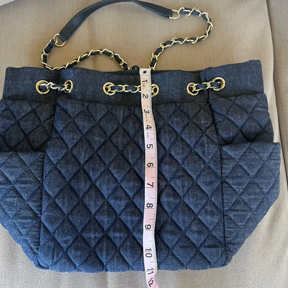 Denim Blue Quilted Shoulder Bag - Picture 3 of 7